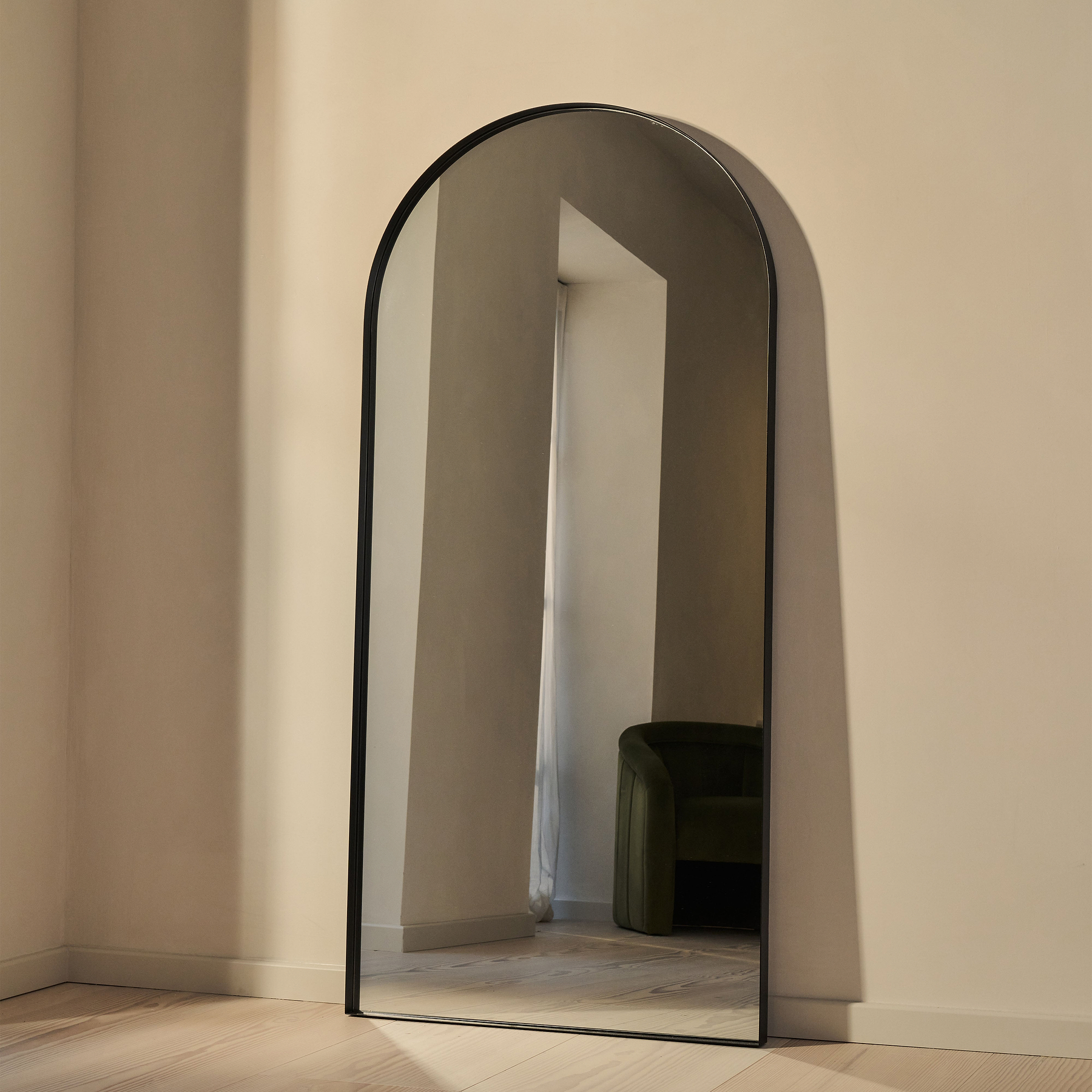 Arcus - Full Length Arched Black Large Metal Mirror 170cm x 80cm