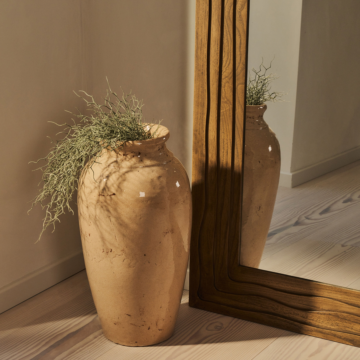 Lucelle - Extra Large Full Length Warm Wood Arched Mirror 180cm x 120cm