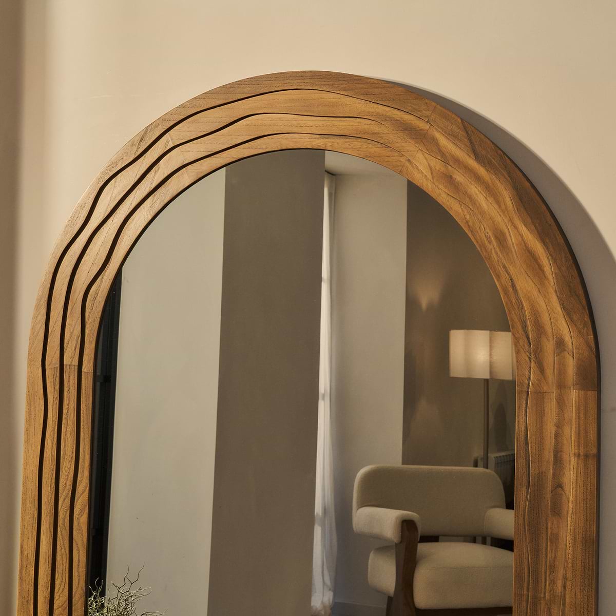 Lucelle - Extra Large Full Length Warm Wood Arched Mirror 180cm x 120cm
