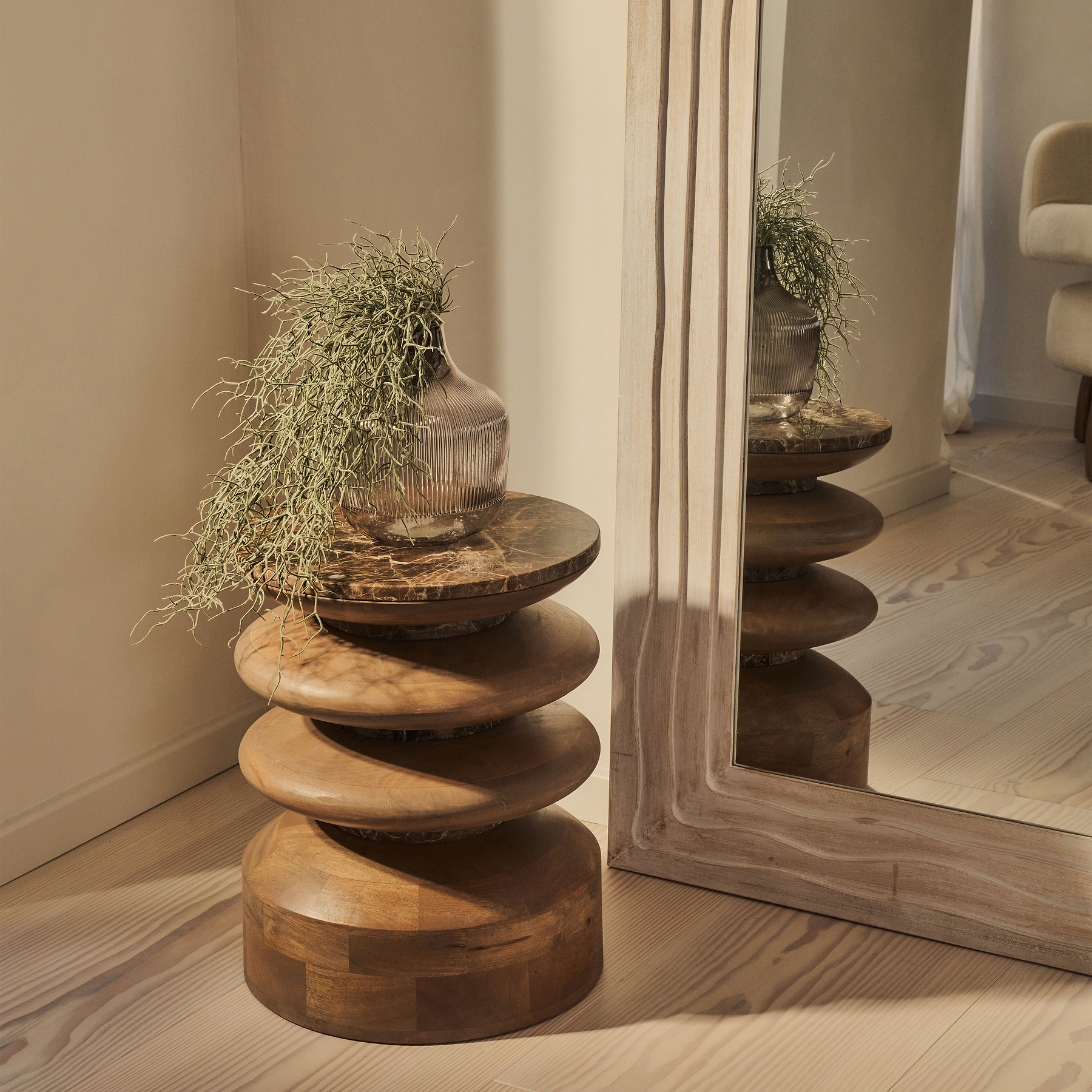 Lucelle - Extra Large Full Length White Washed Wood Arched Mirror 200cm x 100cm