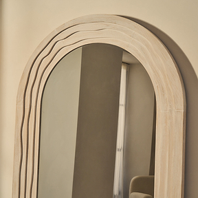 Lucelle - Extra Large Full Length White Washed Wood Arched Mirror 200cm x 100cm