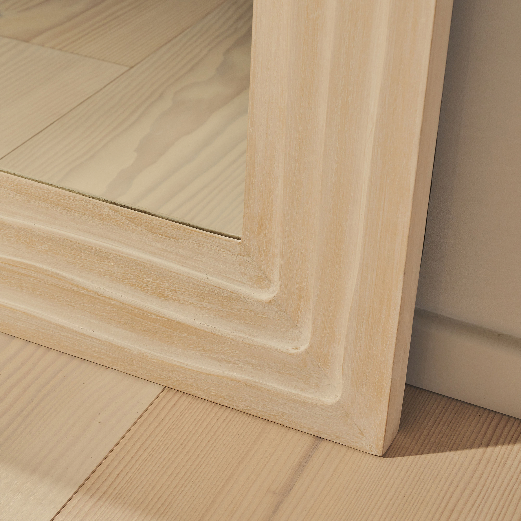 Lucelle - Extra Large Full Length White Washed Wood Arched Mirror 180cm x 120cm