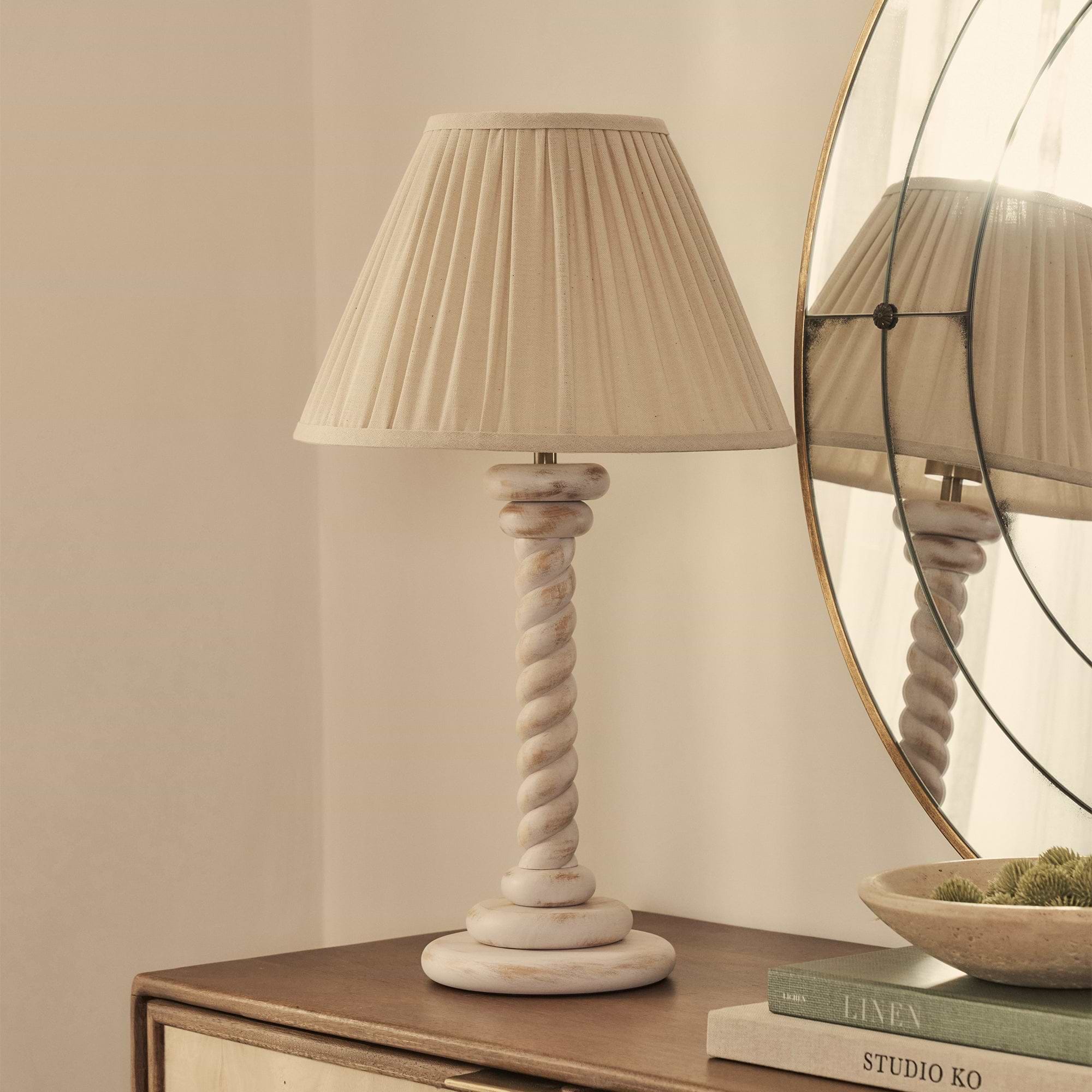 Cordelia - White Washed Wood Pleated Shade Table Lamp