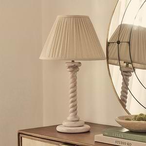 Cordelia - White Washed Wood Pleated Shade Table Lamp