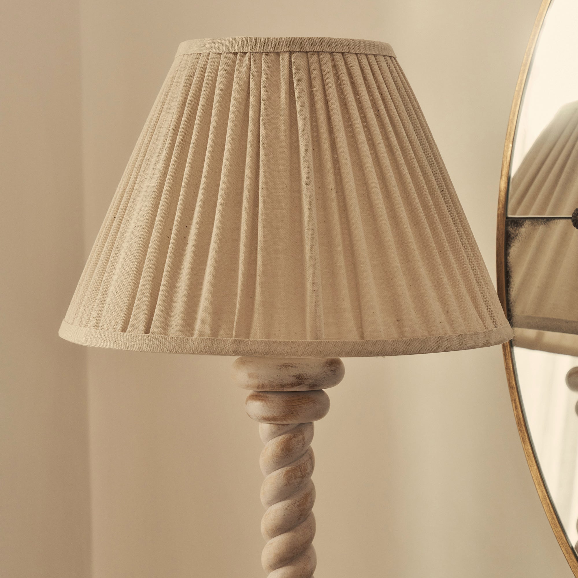 Cordelia - White Washed Wood Pleated Shade Table Lamp