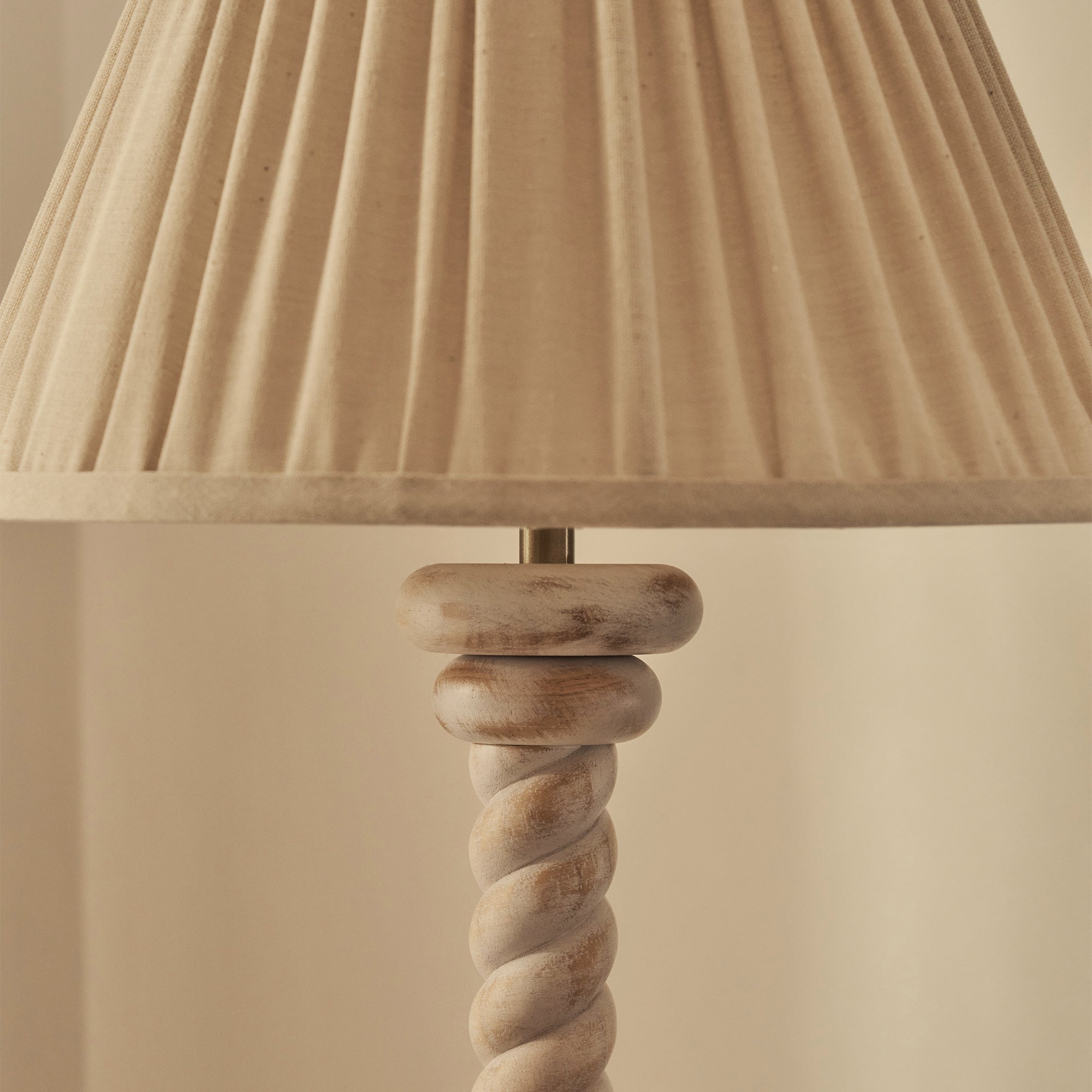 Cordelia - White Washed Wood Pleated Shade Table Lamp