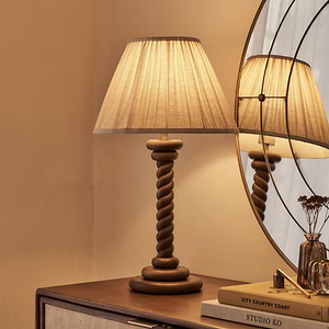 Cordelia - Dark Wood Pleated Shade Table Lamp