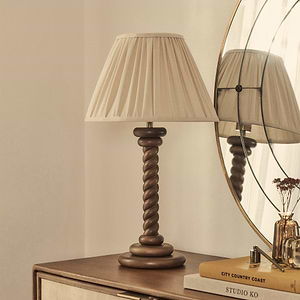 Cordelia - Dark Wood Pleated Shade Table Lamp