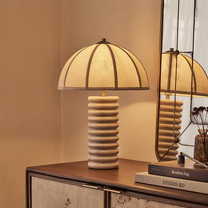 Odette - White Washed Wood Dome Shade Table Lamp