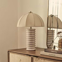 Odette - White Washed Wood Dome Shade Table Lamp
