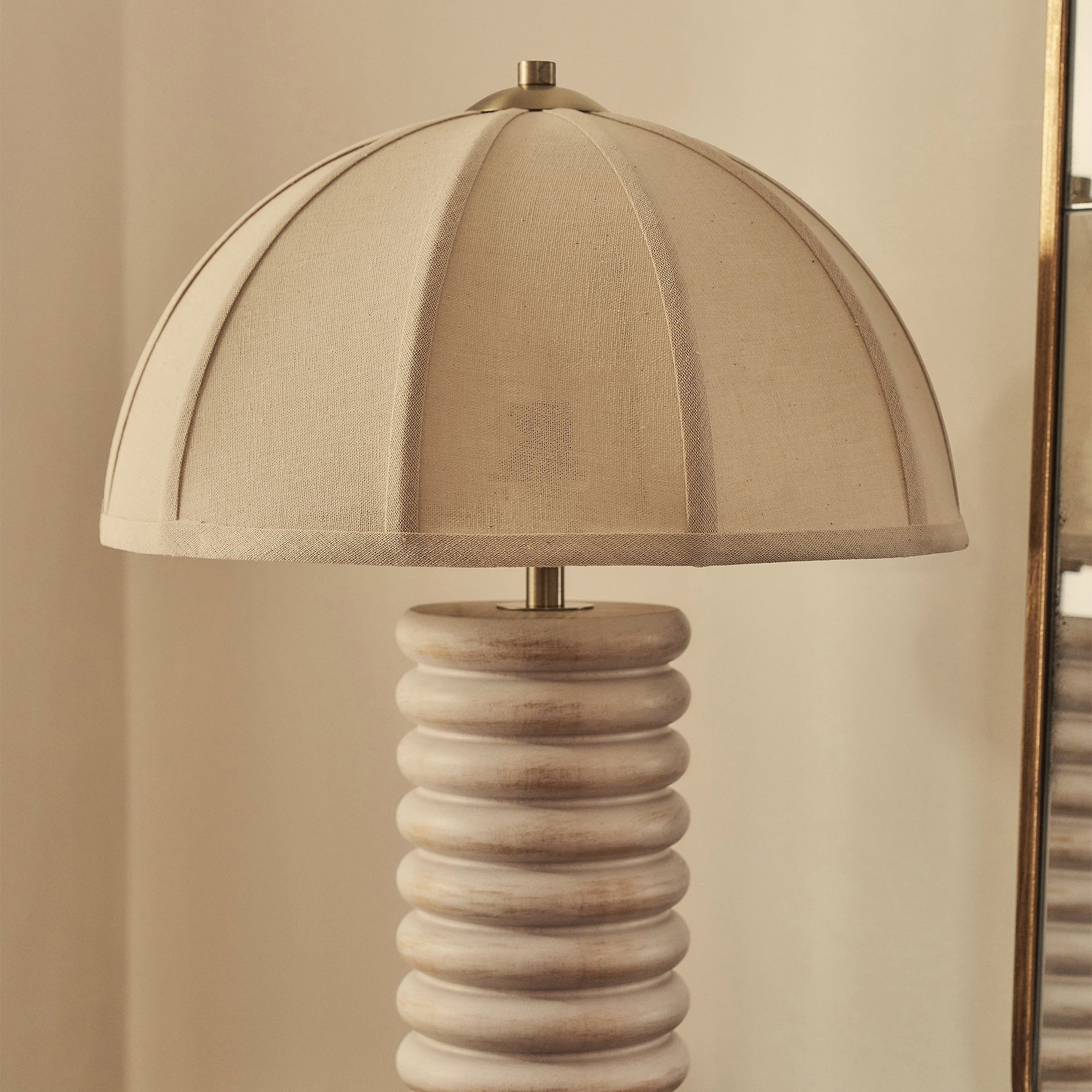 Odette - White Washed Wood Dome Shade Table Lamp