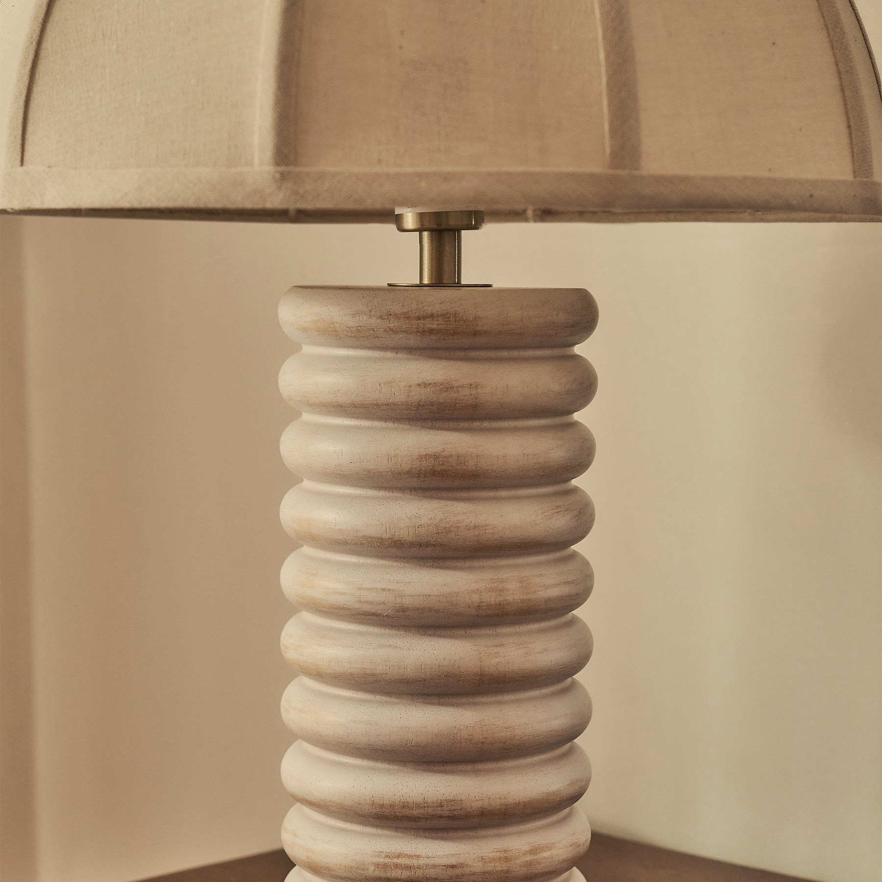 Odette - White Washed Wood Dome Shade Table Lamp
