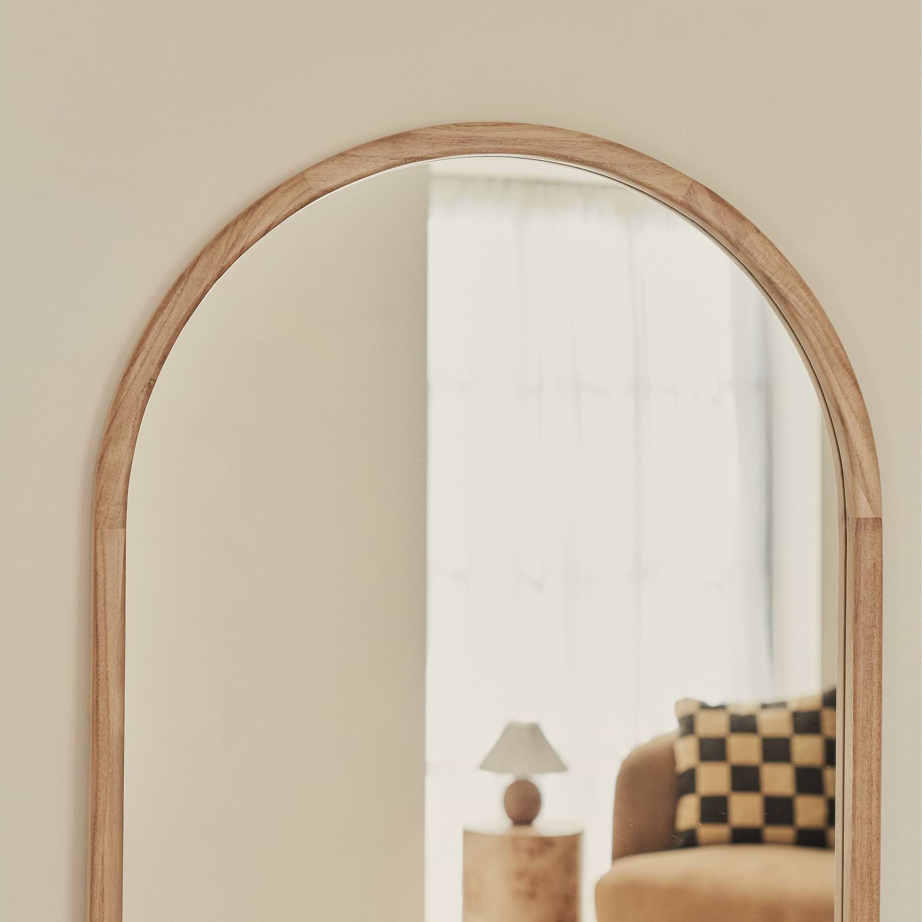 Arden - Light Wood Full Length Arched Wooden Mirror 160cm x 60cm
