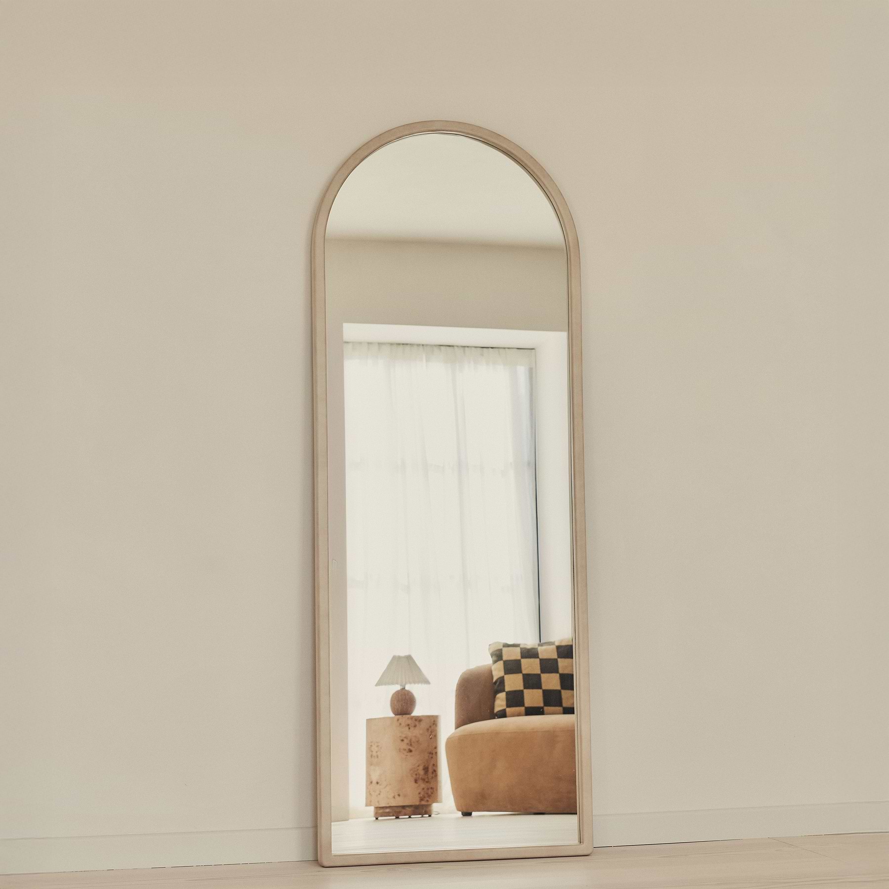 Arden - Concrete Full Length Arched Wooden Mirror 160cm x 60cm