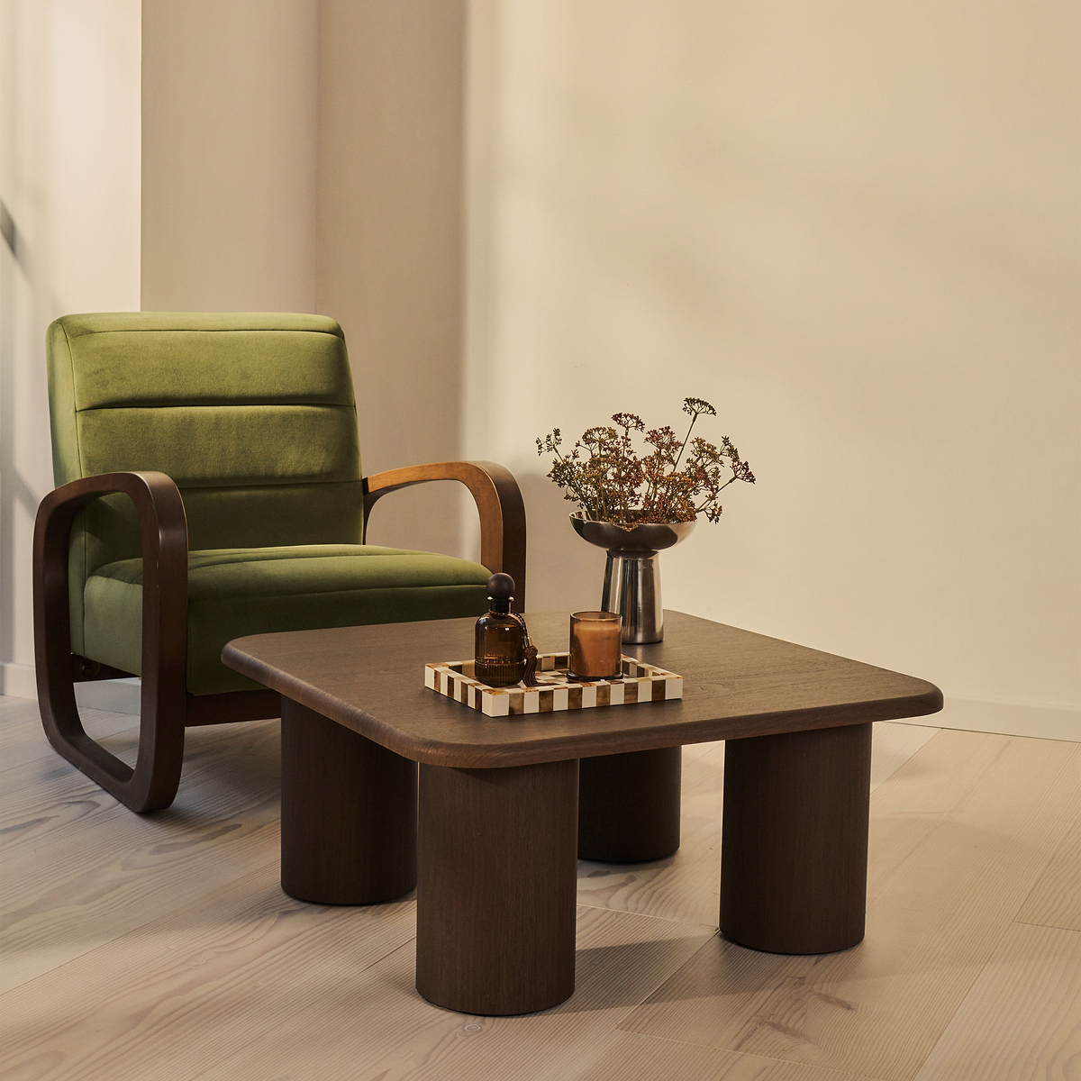 Alina - Dark Wood Square Large Wooden Coffee Table