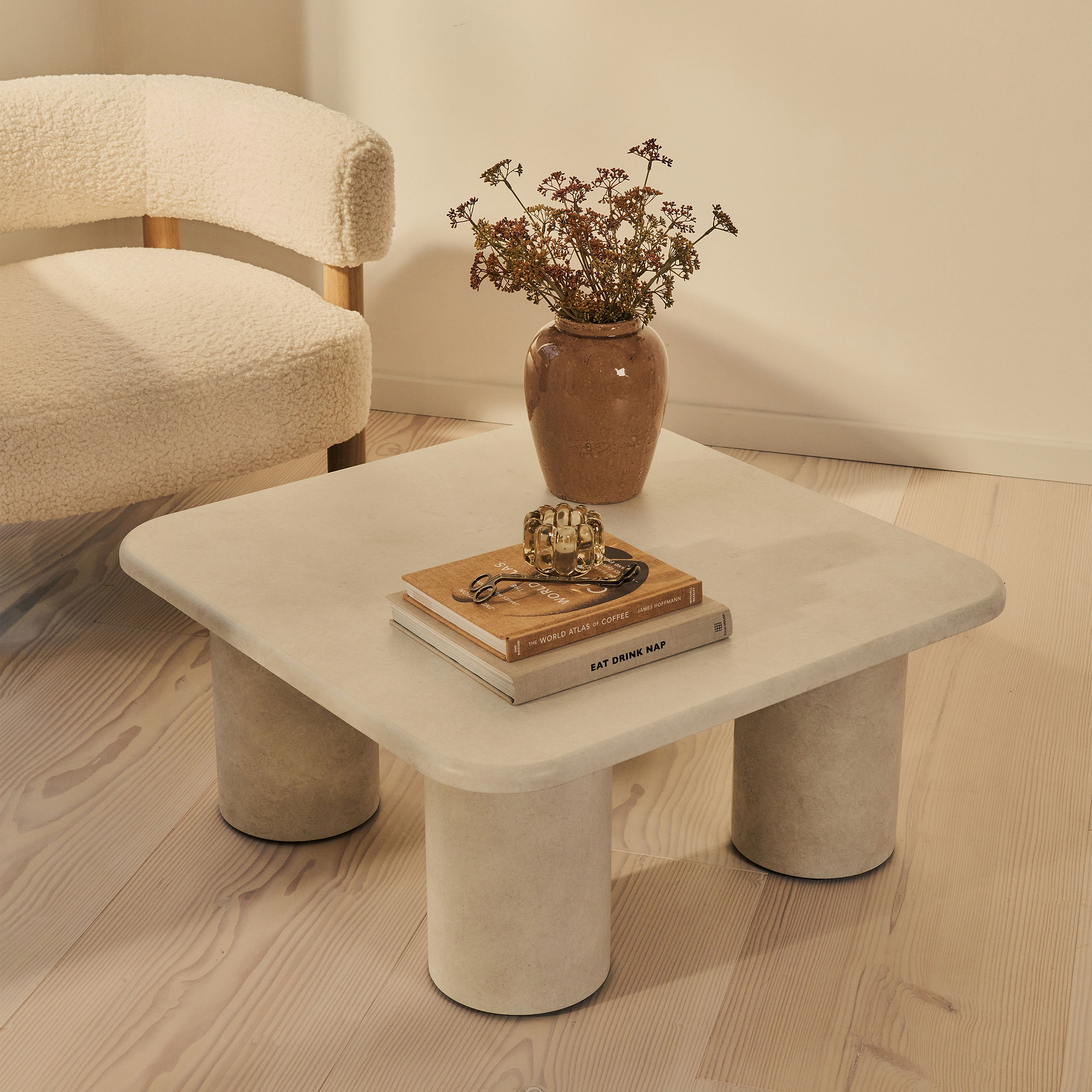 Alina - Concrete Square Large Wooden Coffee Table