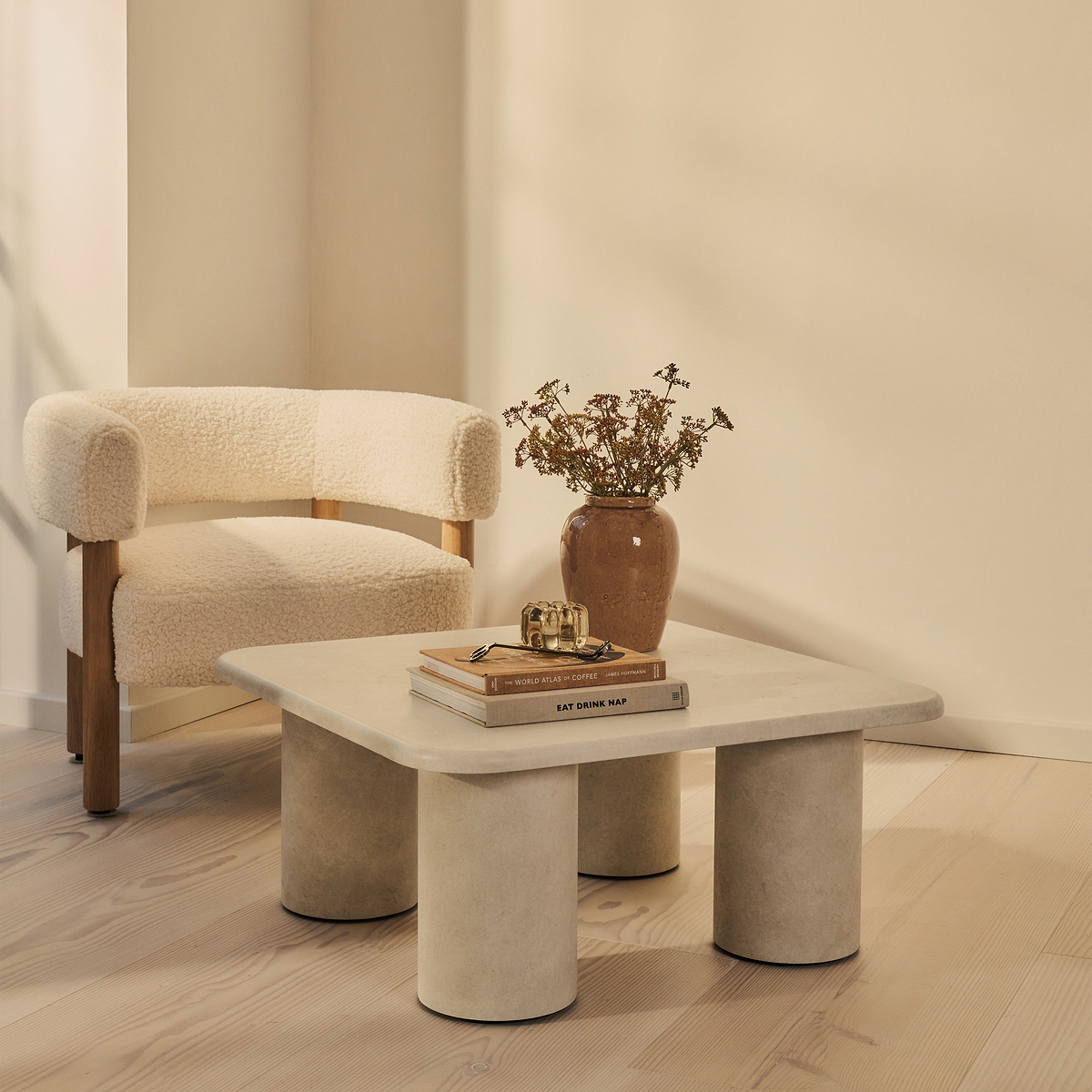 Alina - Concrete Square Large Wooden Coffee Table