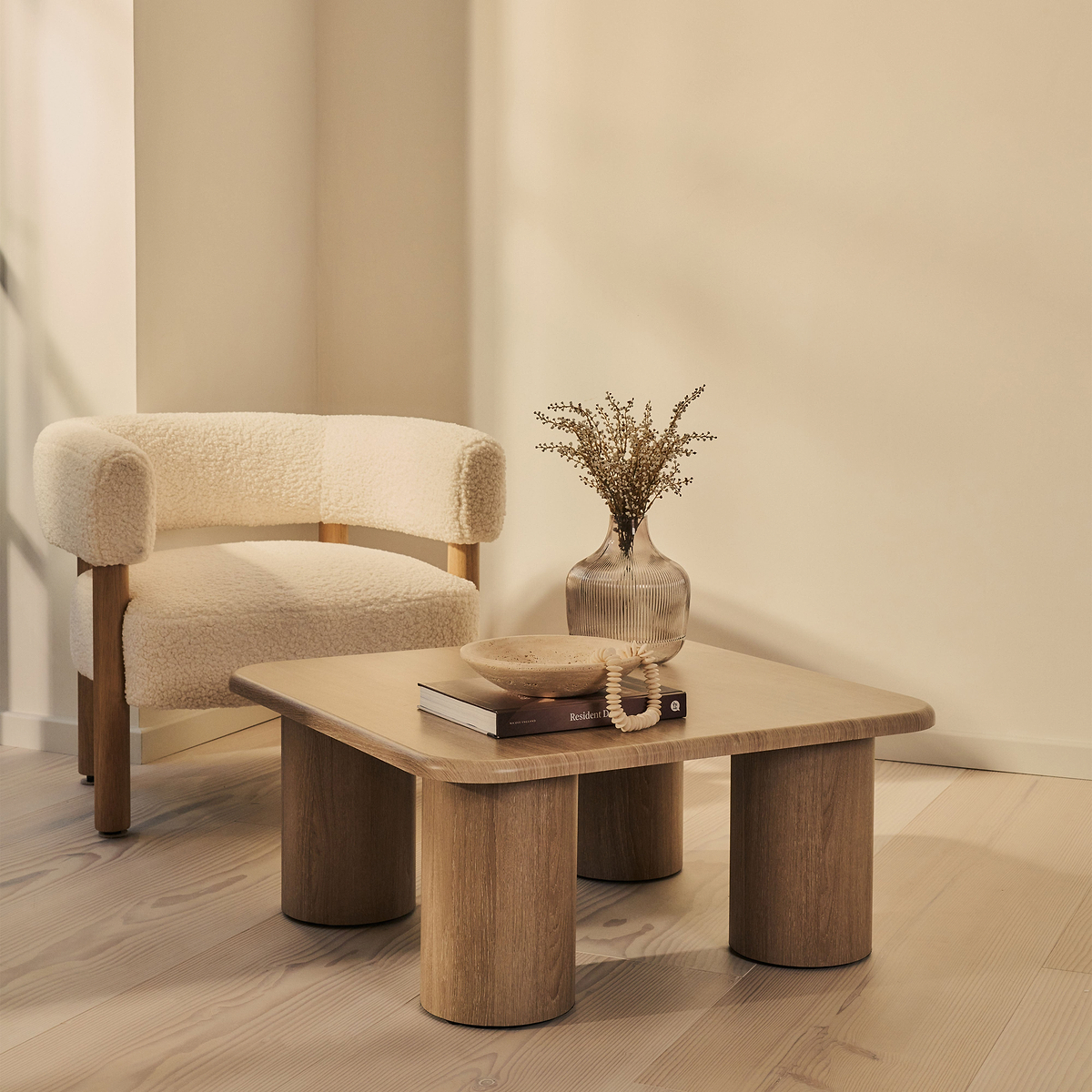 Alina - Washed Wood Square Large Wooden Coffee Table