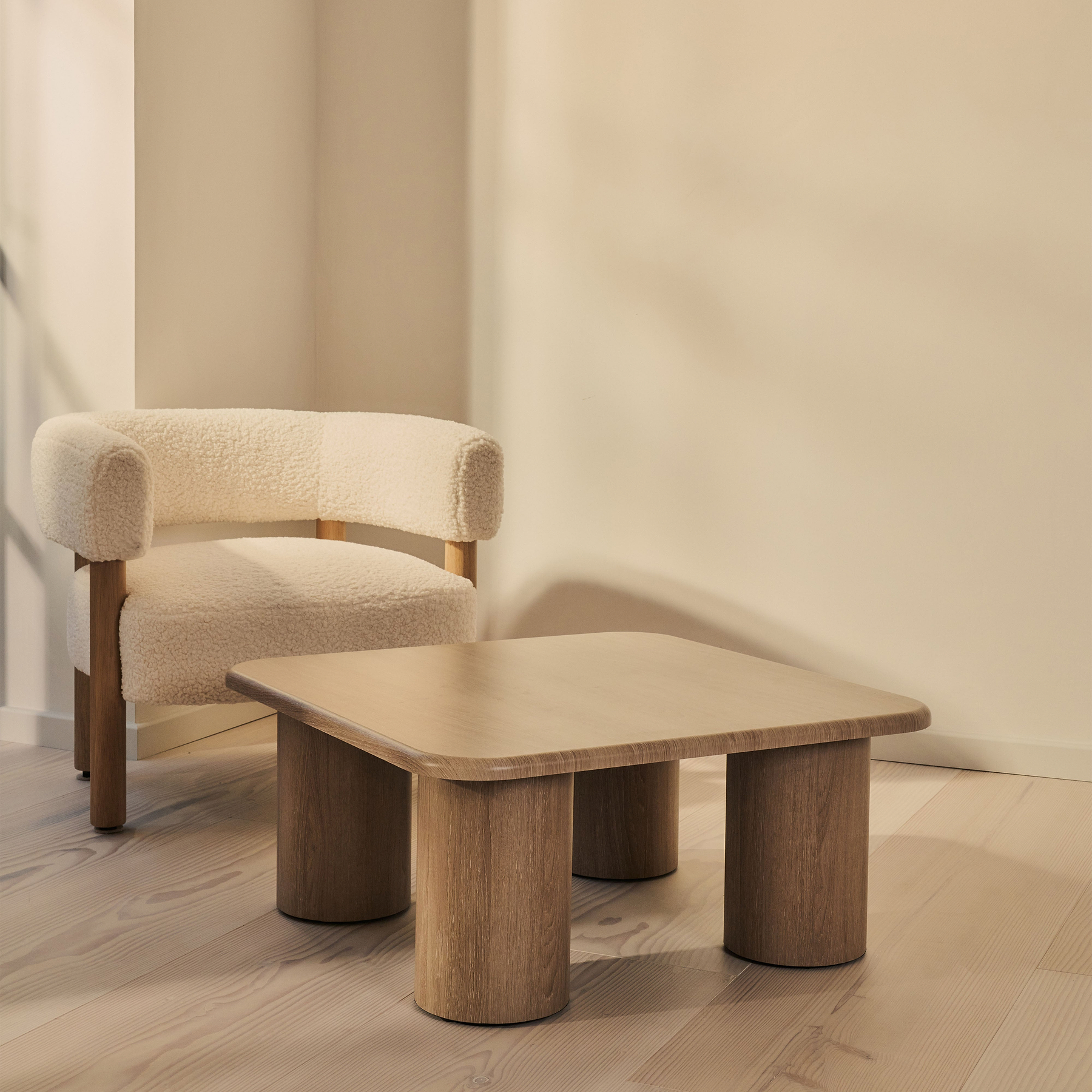 Alina - Washed Wood Square Large Wooden Coffee Table