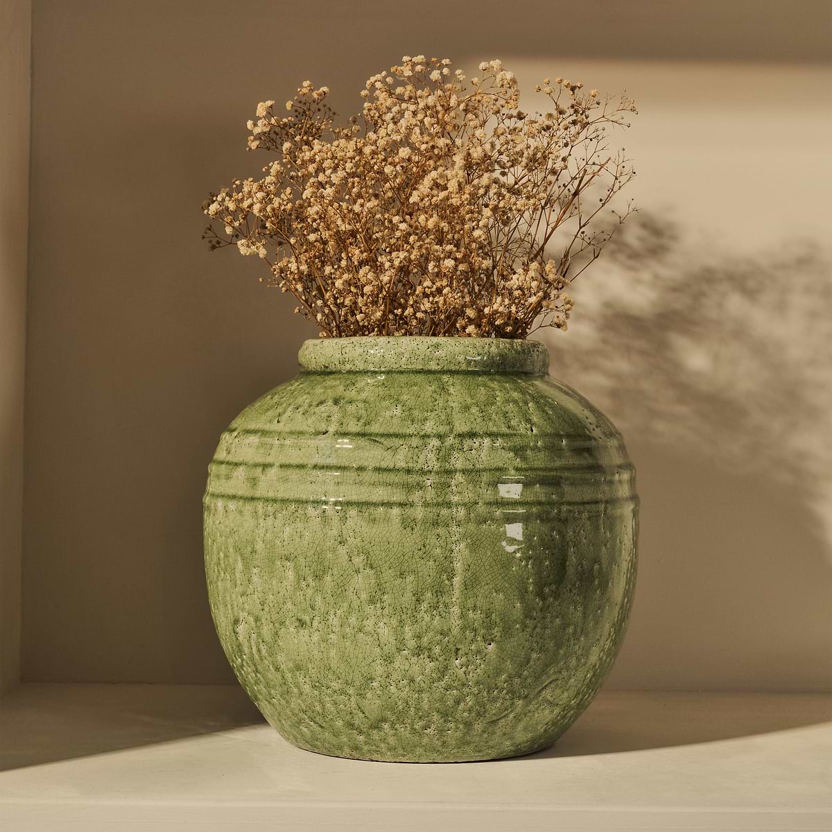 Cyra - Large Jade Green Gloss Ceramic Vase