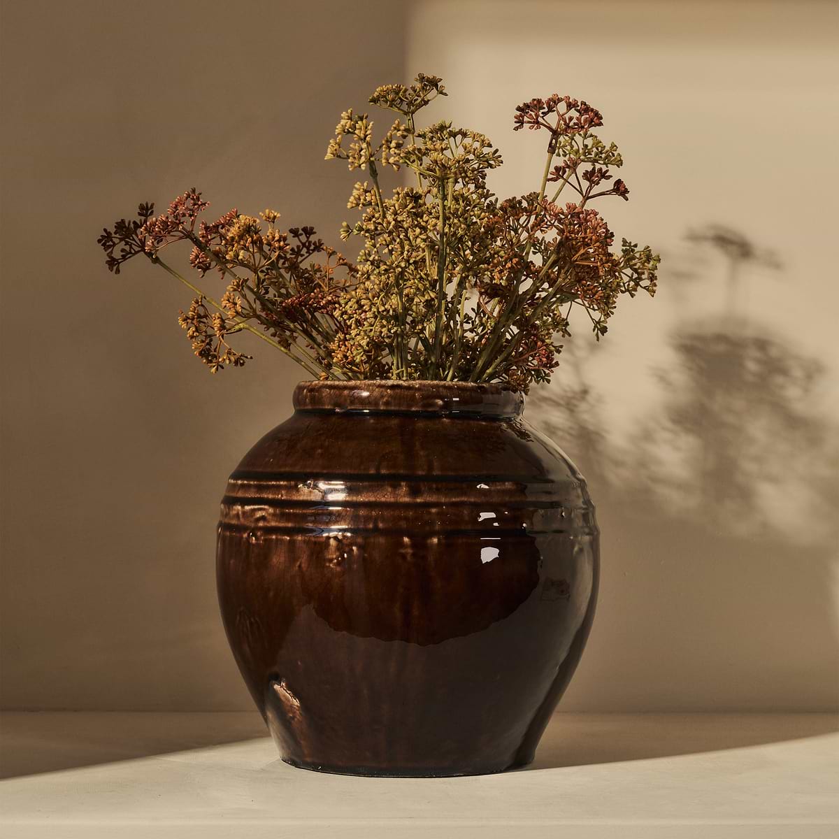 Cyra - Chocolate Gloss Ceramic Vase