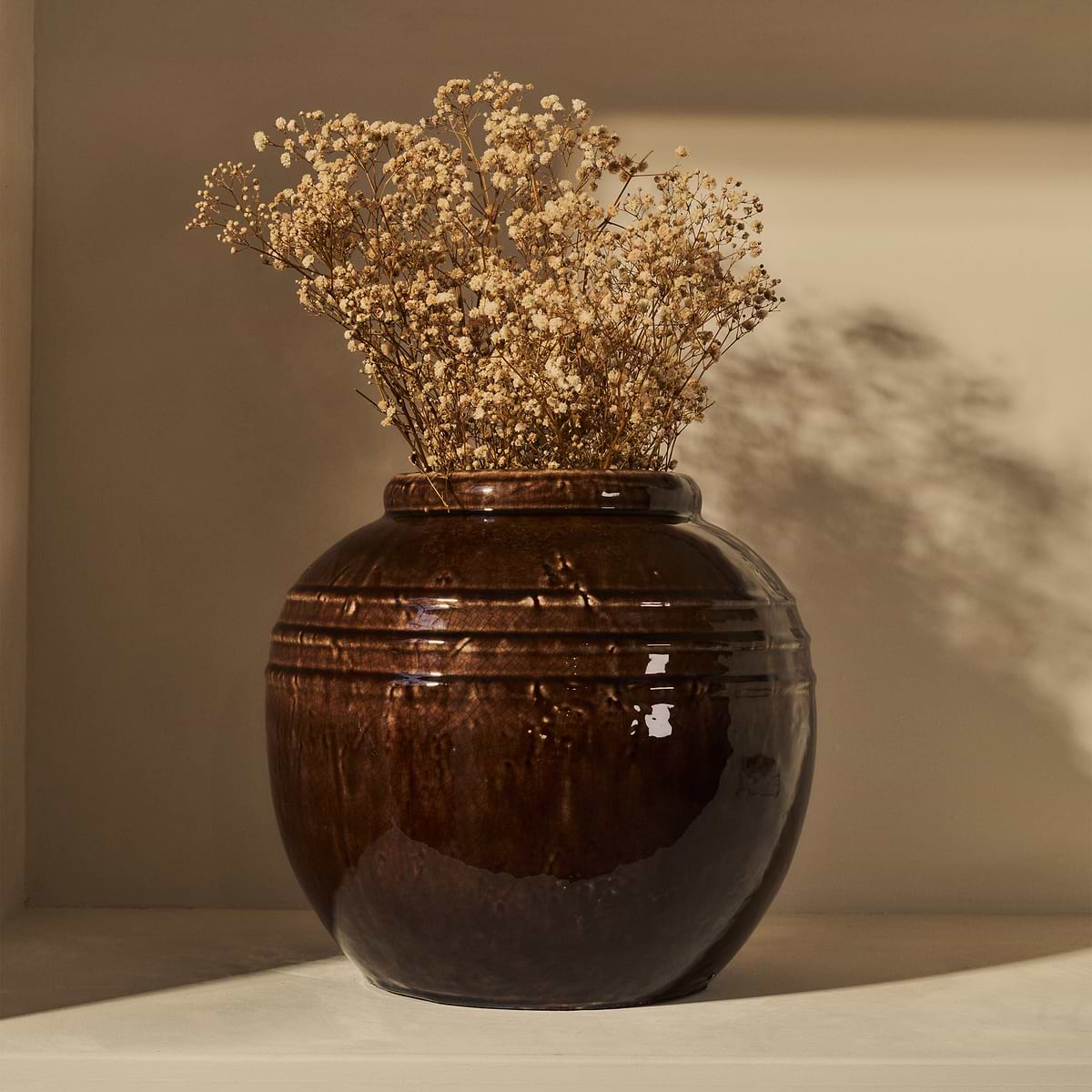 Cyra - Large Chocolate Gloss Ceramic Vase