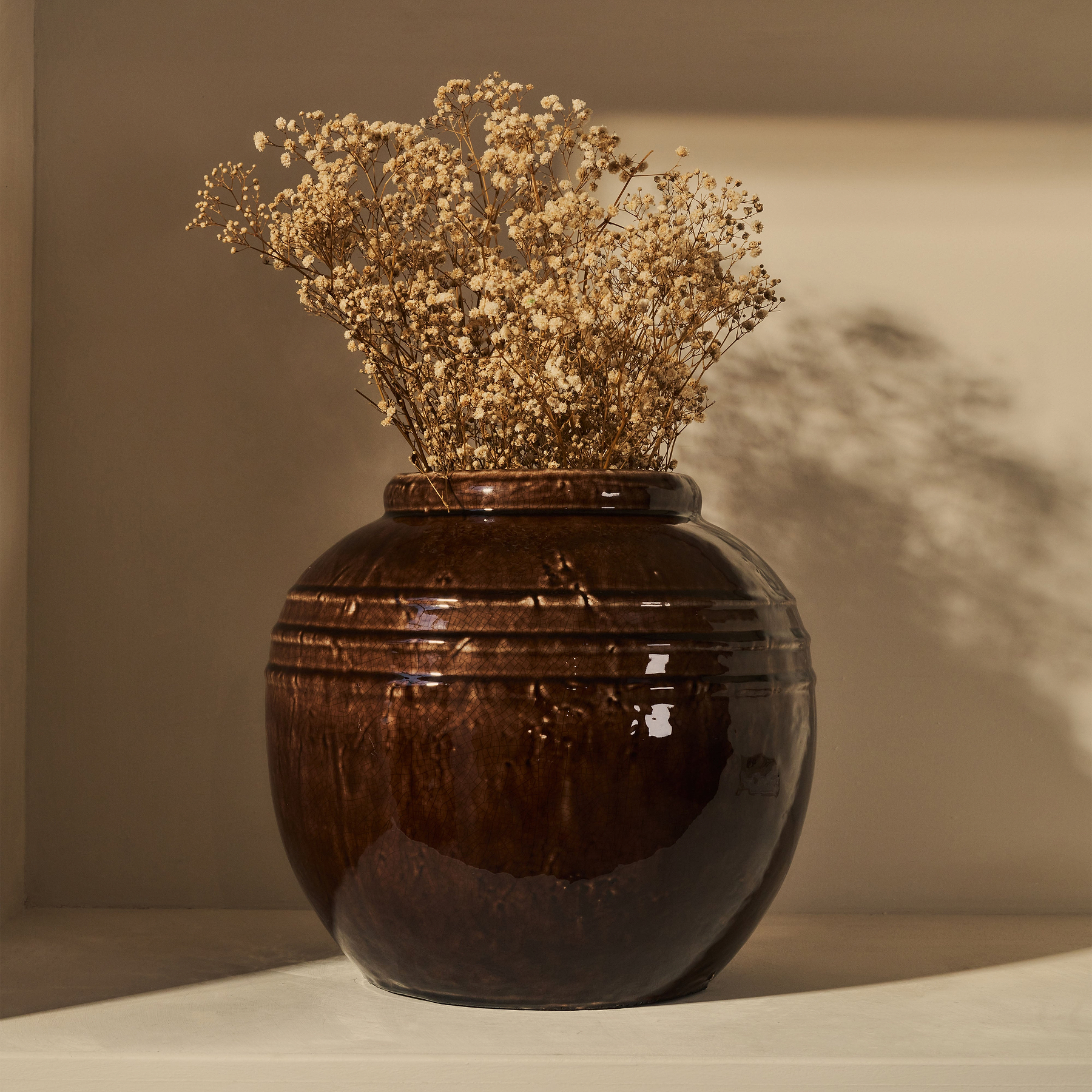 Cyra - Large Chocolate Gloss Ceramic Vase