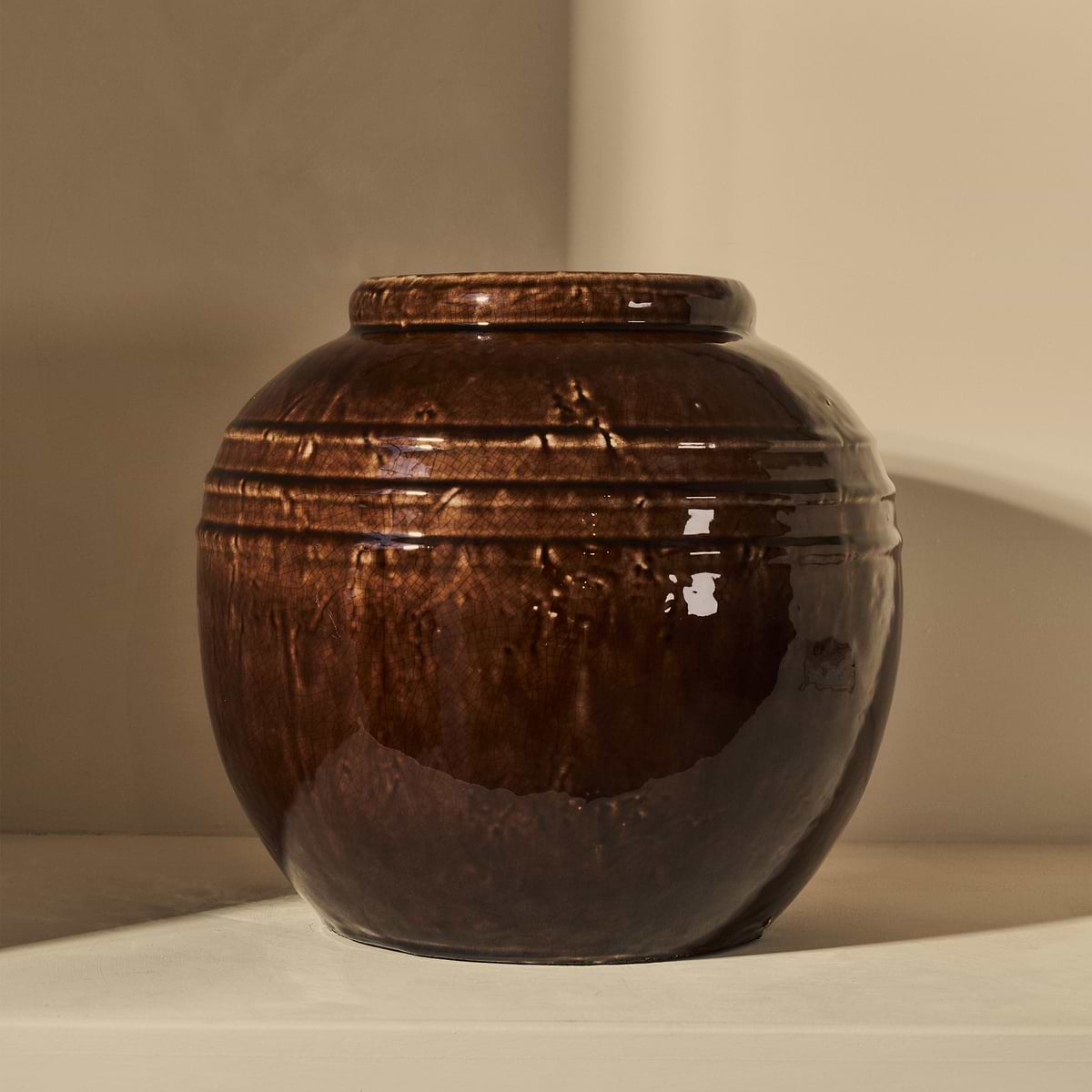 Cyra - Large Chocolate Gloss Ceramic Vase
