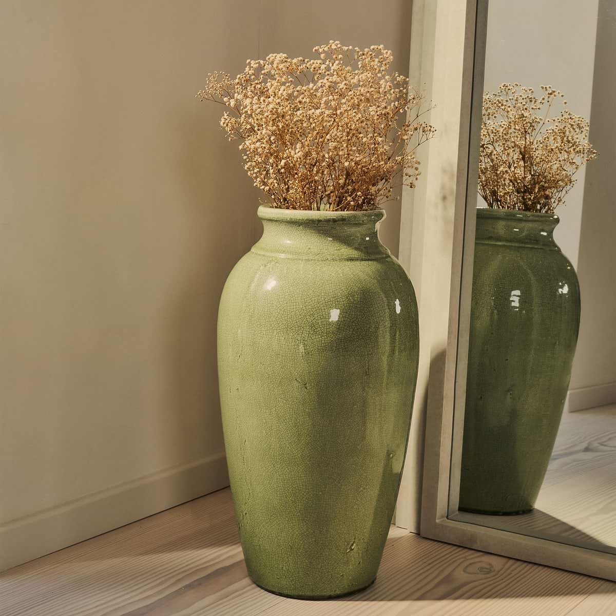 Cadira - Large Jade Green Gloss Ceramic Vase
