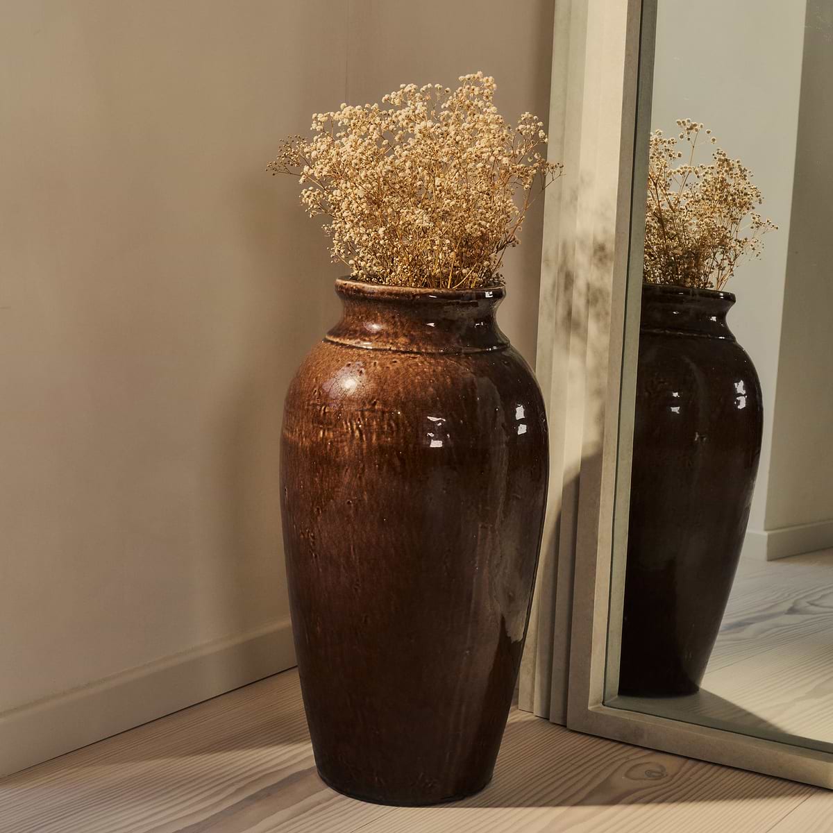 Cadira - Large Chocolate Gloss Ceramic Vase