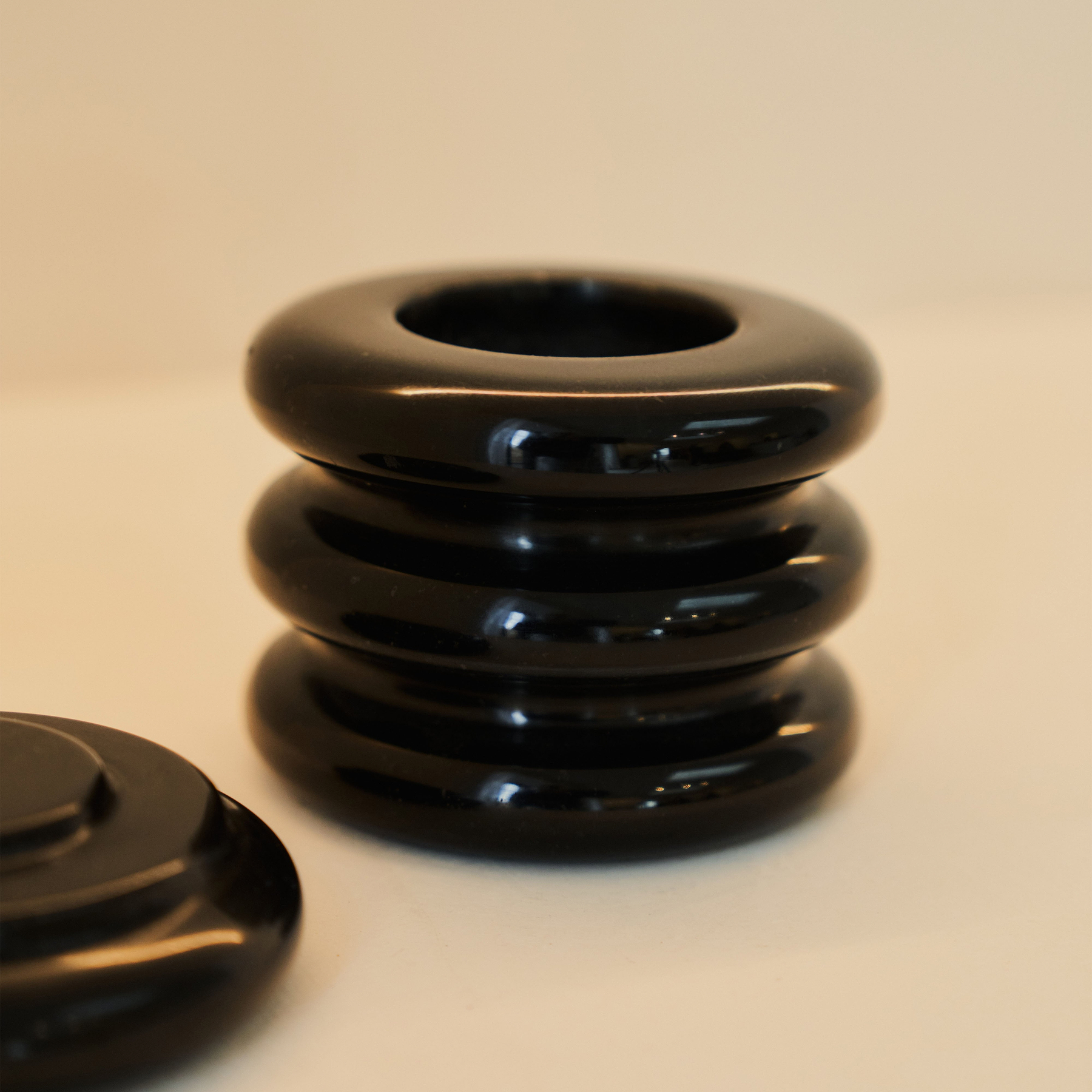 Varella - Black Marble Ribbed Decorative Storage Jar