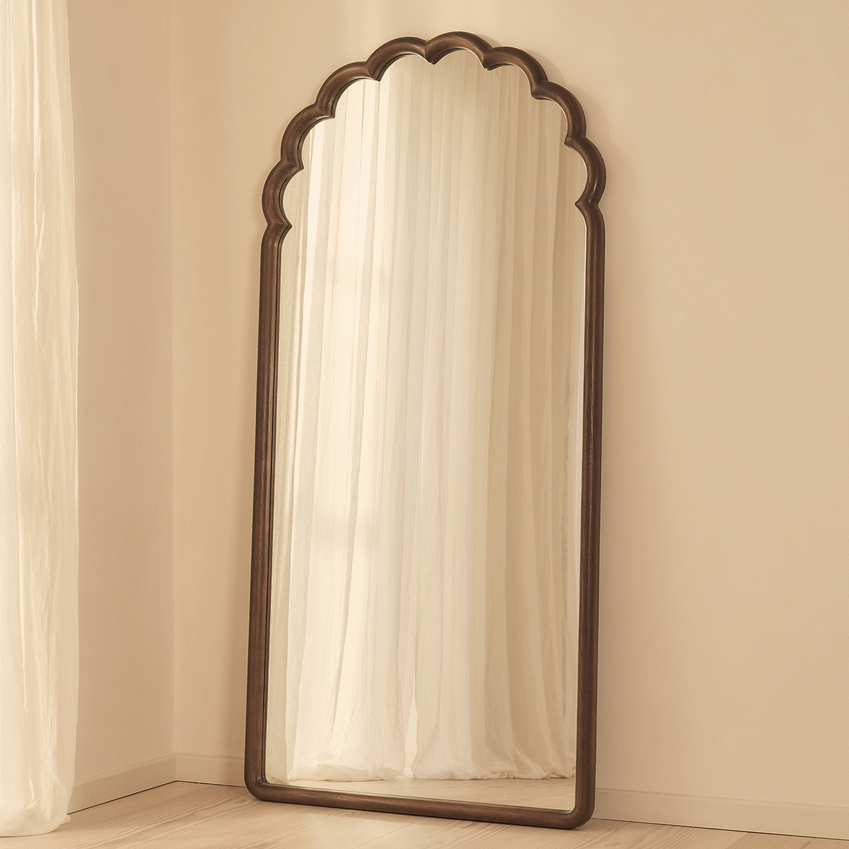 Safi - Full Length Large Arched Dark Wood Mirror 190cm x 90cm