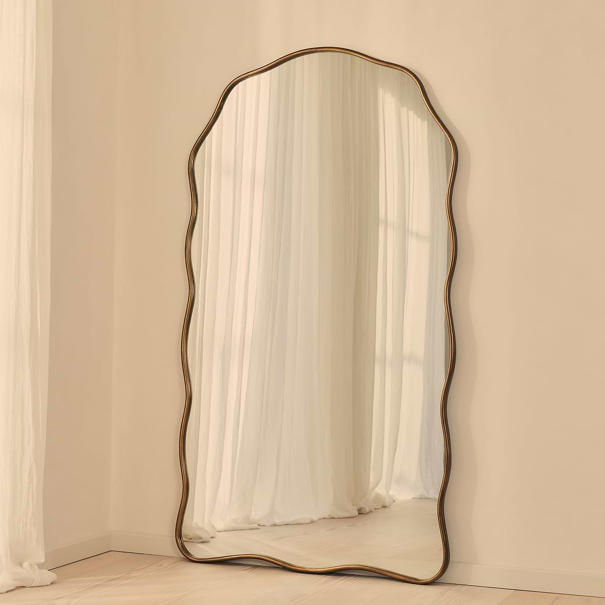 Sabrina - Antique Bronze Full Length Wavy Arched Metal Mirror 180cm x 100cm