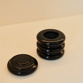 Varella - Black Marble Ribbed Decorative Storage Jar