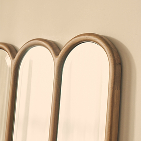 Reims - Warm Wood Full Length Arched Panel Wooden Mirror 180cm x 80cm