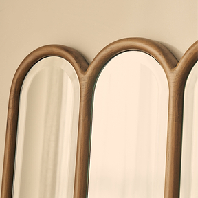 Reims - Warm Wood Full Length Arched Panel Wooden Mirror 180cm x 80cm