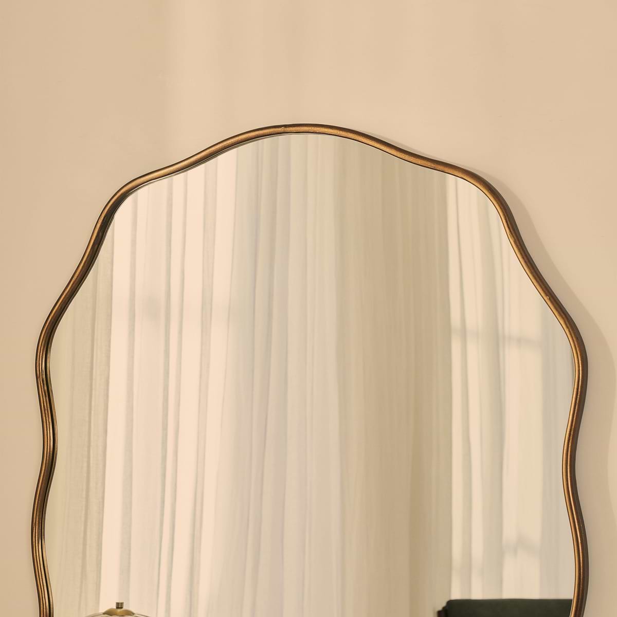 Sabrina - Antique Bronze Full Length Wavy Arched Metal Mirror 180cm x 100cm