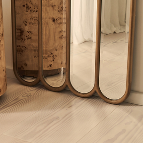 Reims - Warm Wood Full Length Arched Panel Wooden Mirror 180cm x 80cm