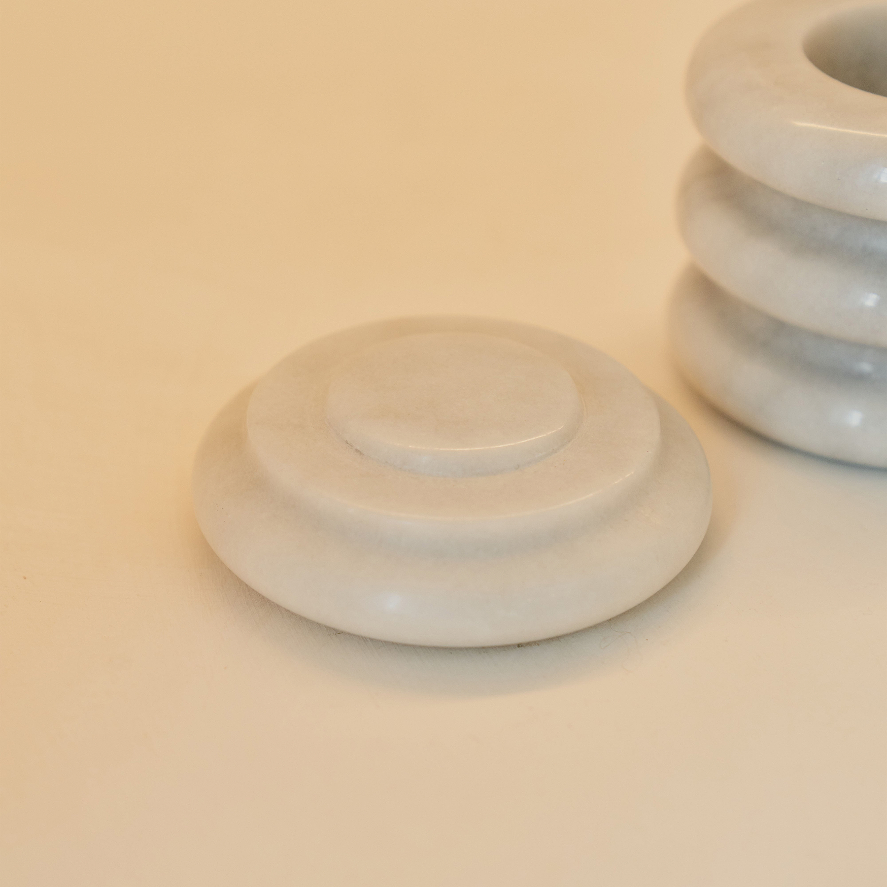 Varella - White Marble Ribbed Decorative Storage Jar