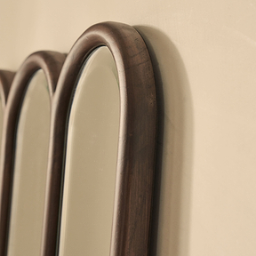 Reims - Dark Wood Full Length Arched Panel Wooden Mirror 180cm x 80cm