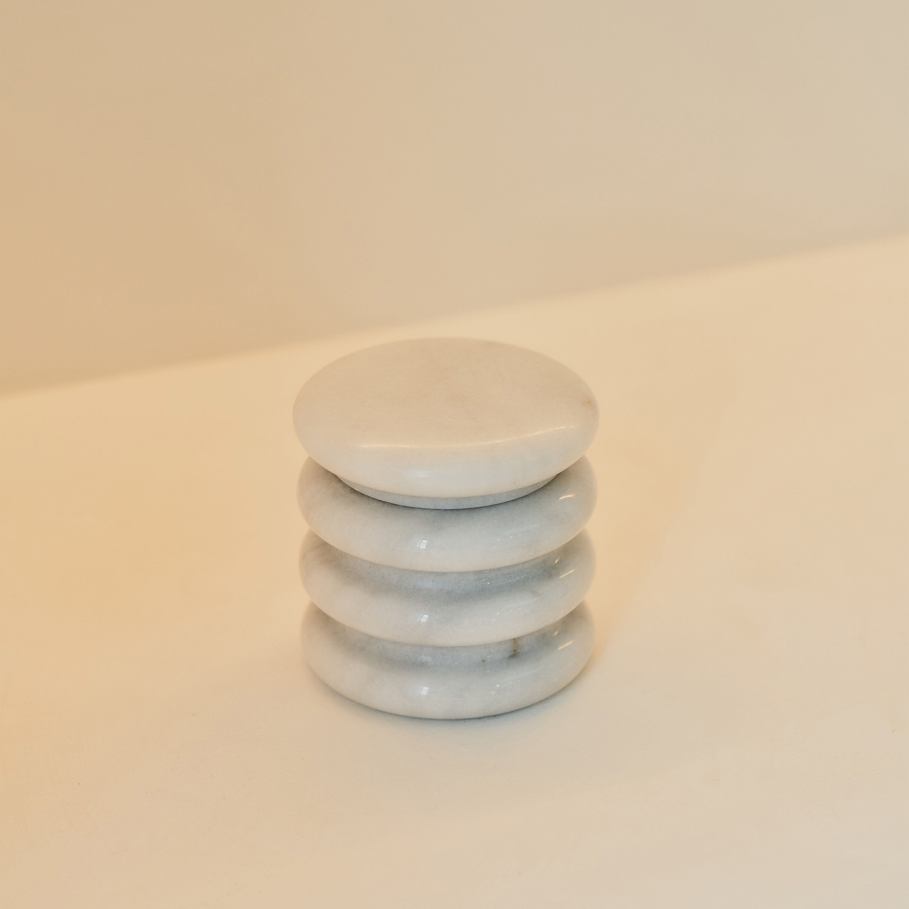 Varella - White Marble Ribbed Decorative Storage Jar