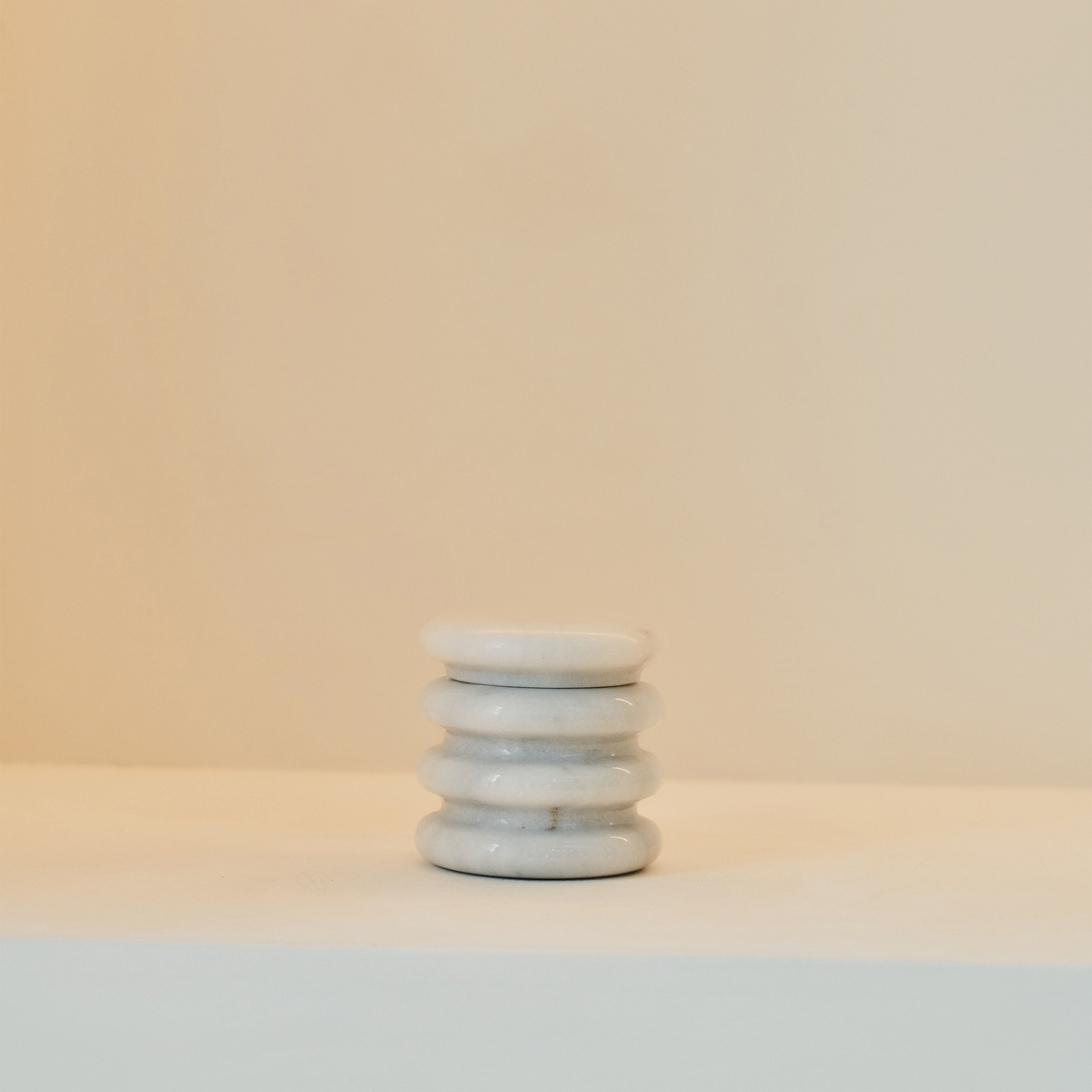 Varella - White Marble Ribbed Decorative Storage Jar