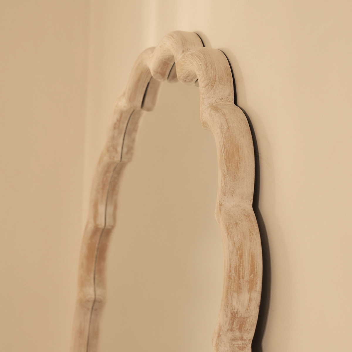Safi - Full Length Large Arched White Washed Wood Mirror 190cm x 90cm