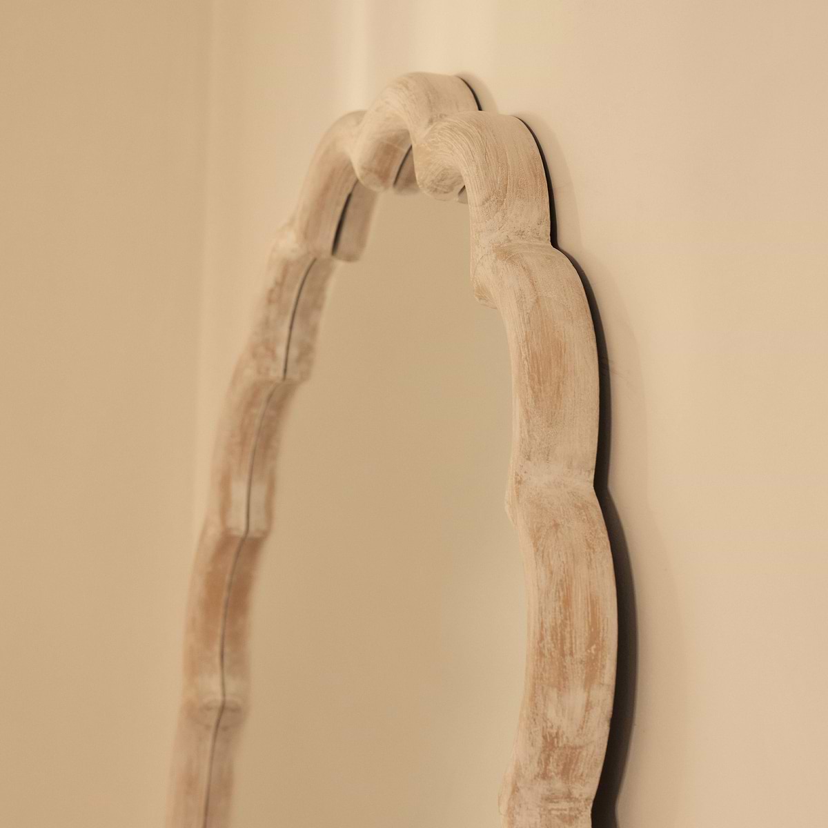 Safi - Full Length Large Arched White Washed Wood Mirror 190cm x 90cm