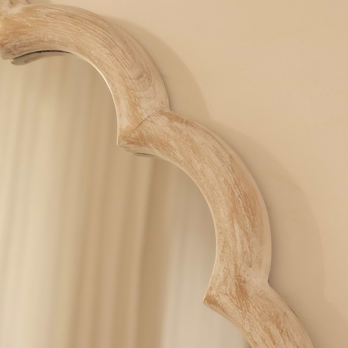 Safi - Full Length Large Arched White Washed Wood Mirror 190cm x 90cm