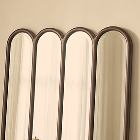 Reims - Dark Wood Full Length Arched Panel Wooden Mirror 180cm x 80cm