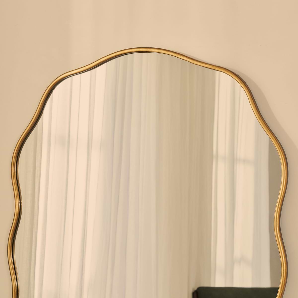 Sabrina - Gold Full Length Wavy Arched Metal Mirror 180cm x 100cm