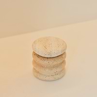 Varella -  Cream Travertine Ribbed Decorative Storage Jar