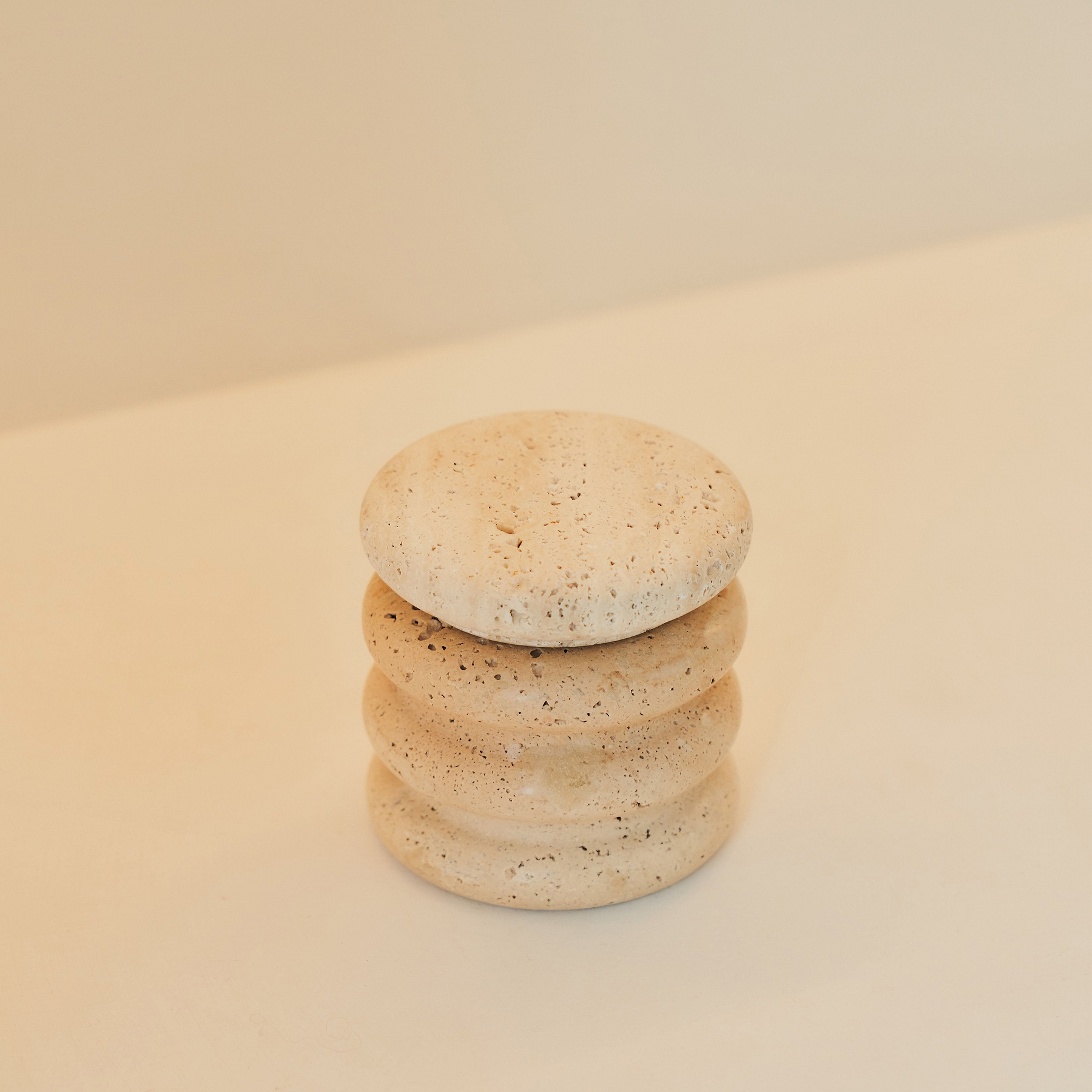 Varella -  Cream Travertine Ribbed Decorative Storage Jar