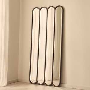 Reims - Dark Wood Full Length Arched Panel Wooden Mirror 180cm x 80cm